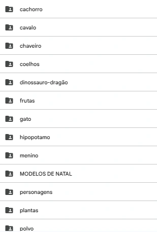 Pastas organizadas do pack no Drive