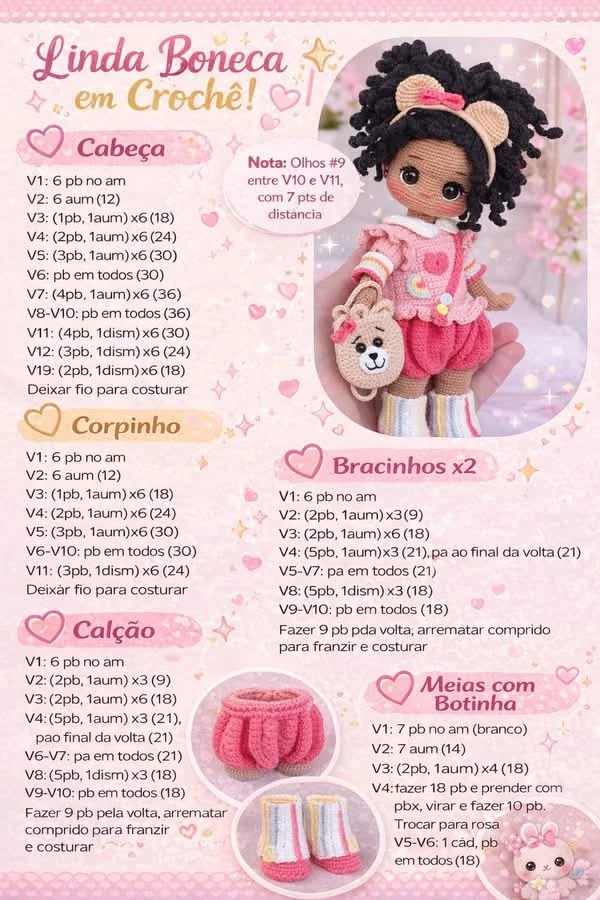 Receita detalhada de amigurumi em destaque